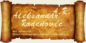 Aleksandar Radenović vizit kartica